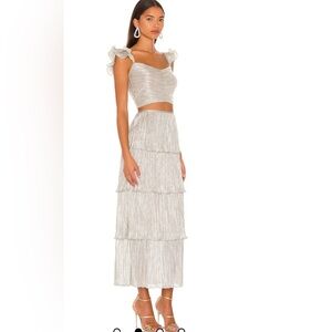 SAYLOR Shimmering Silver Maxi Skirt